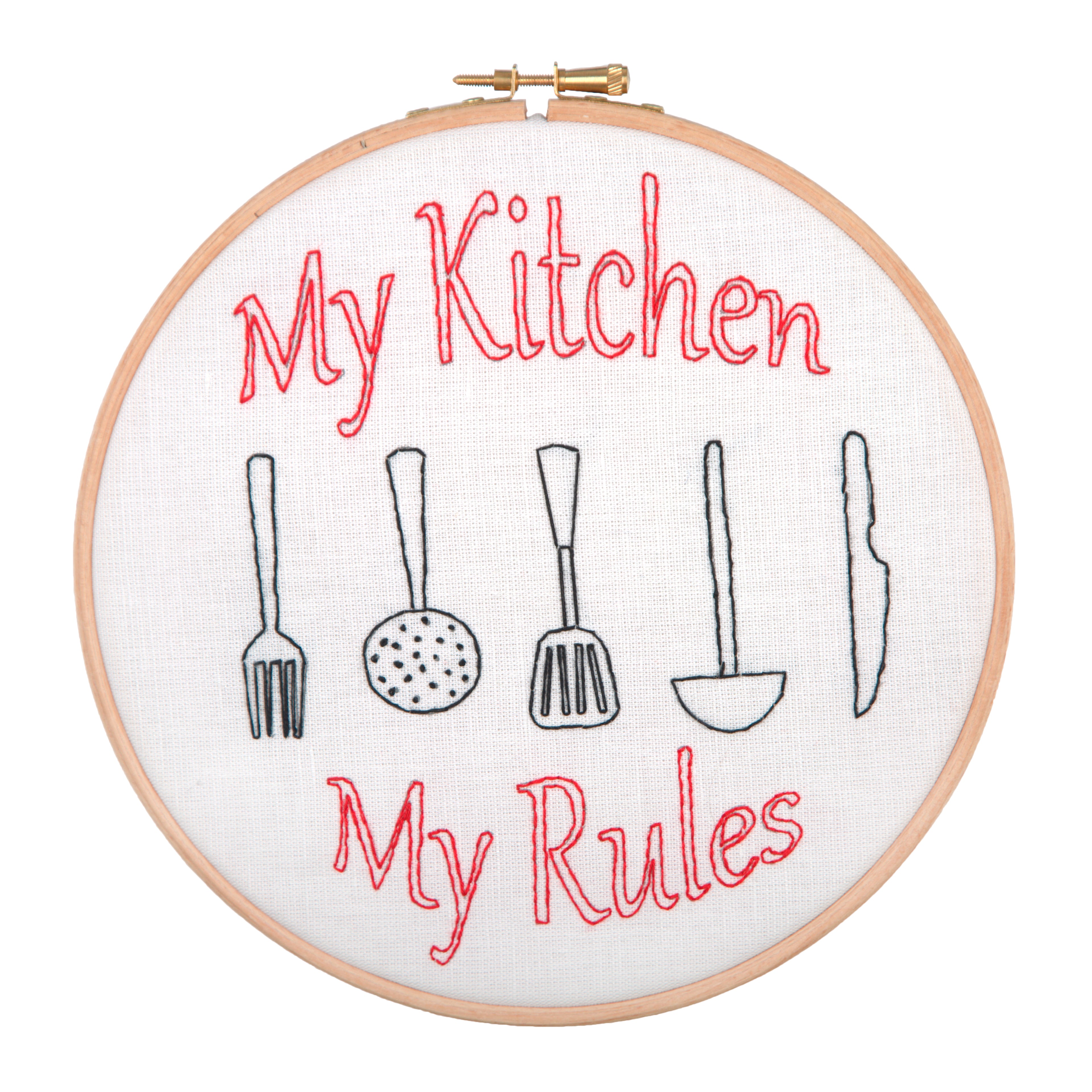 My Kitchen My Rules - Embroidery Kit with Hoop