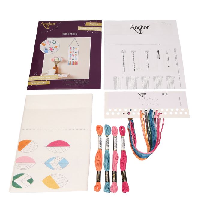 Wall Hanging: Leaves - Embroidery Kit: Essentials: Modern Graphic