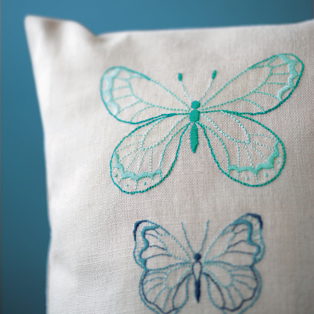 Cushion: Blue Butterflies: Embroidery Kit