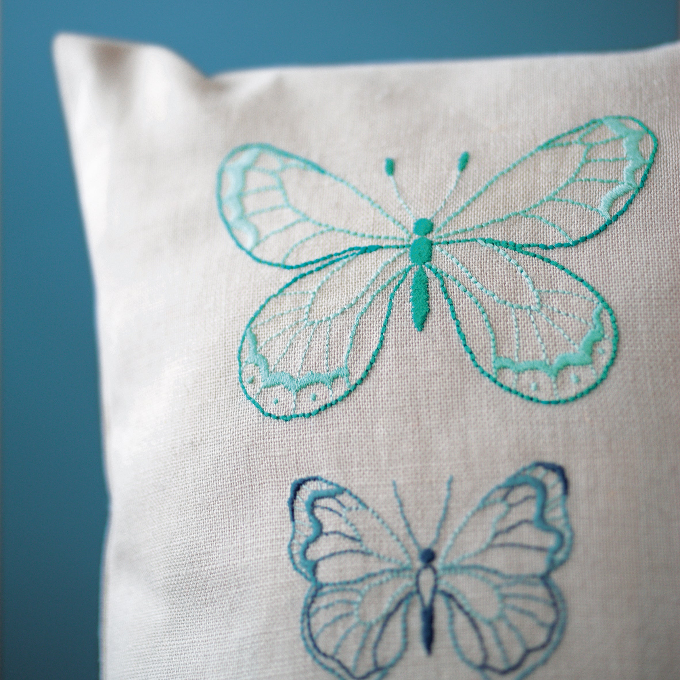 Cushion: Blue Butterflies: Embroidery Kit