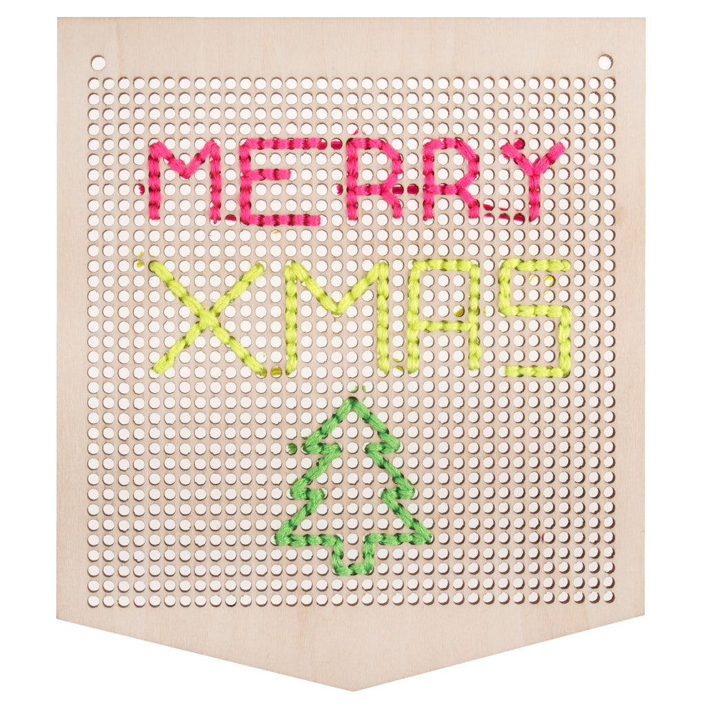 Wooden Banner: Pennant: 14 x 16cm: Cross Stitch