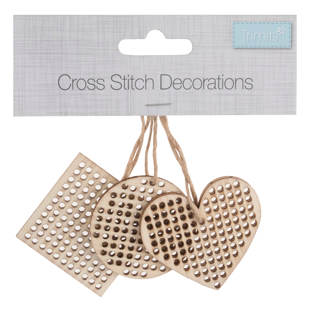 Pre-Punched Wooden Mini Shapes: 4 x 4cm: Cross Stitch